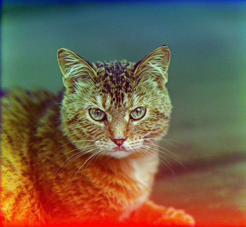 HST style autochrome photo of a cat